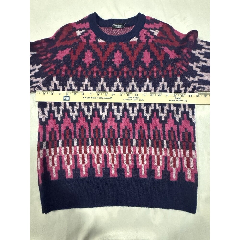 Vineyard Vines Navy Pink Geometric Knit Crew Neck Long Sleeve Pullover Sweater M - Picture 4 of 7